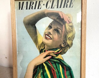 Impression de couverture vintage Marie Claire de 1938, décoration murale, impression d'affiche de magazine de mode Français encadrée, impression de mode, cadeau d'anniversaire des années 30, impression