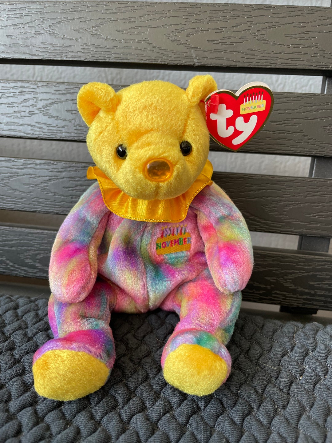 Ty Beanie Baby November Topaz Birthstone Happy Birthday Teddy Bear Size 8 Inches Birthday Gift Etsy