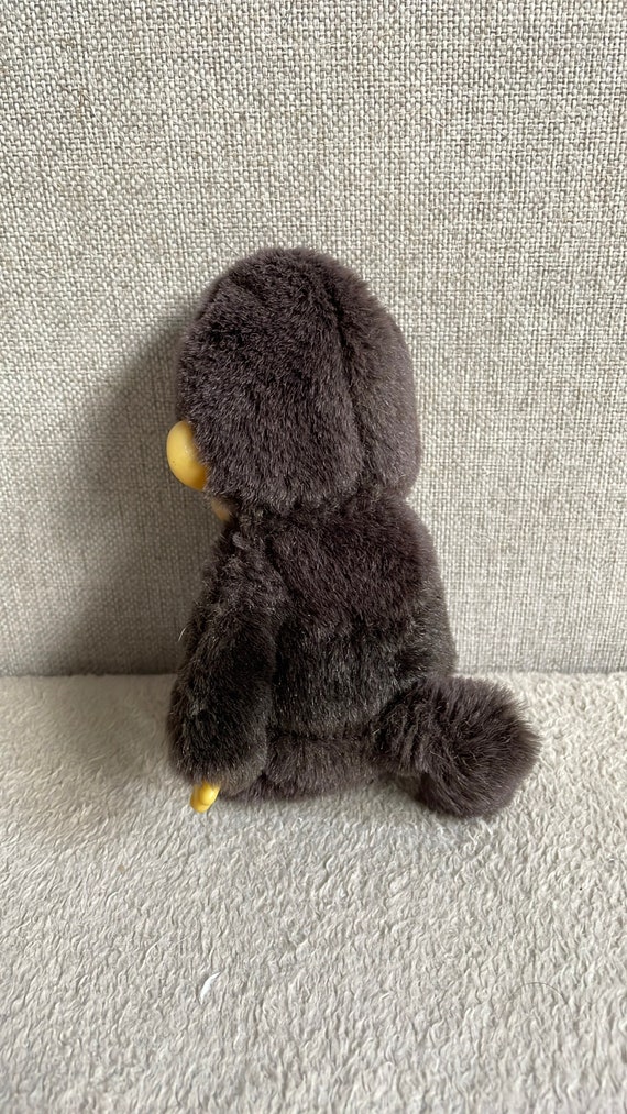 Vintage 1974 Baby Brown Monchhichi Blue Eyes Retro Plush Toy Size