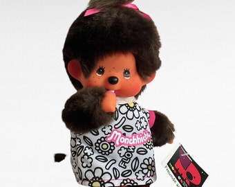 Monchhichi Thumb Sucking Floral Coloring T Shirt Cuddly Soft Doll Toy Size 7.5" Rare Monchhichi , Birthday gift , Collectable