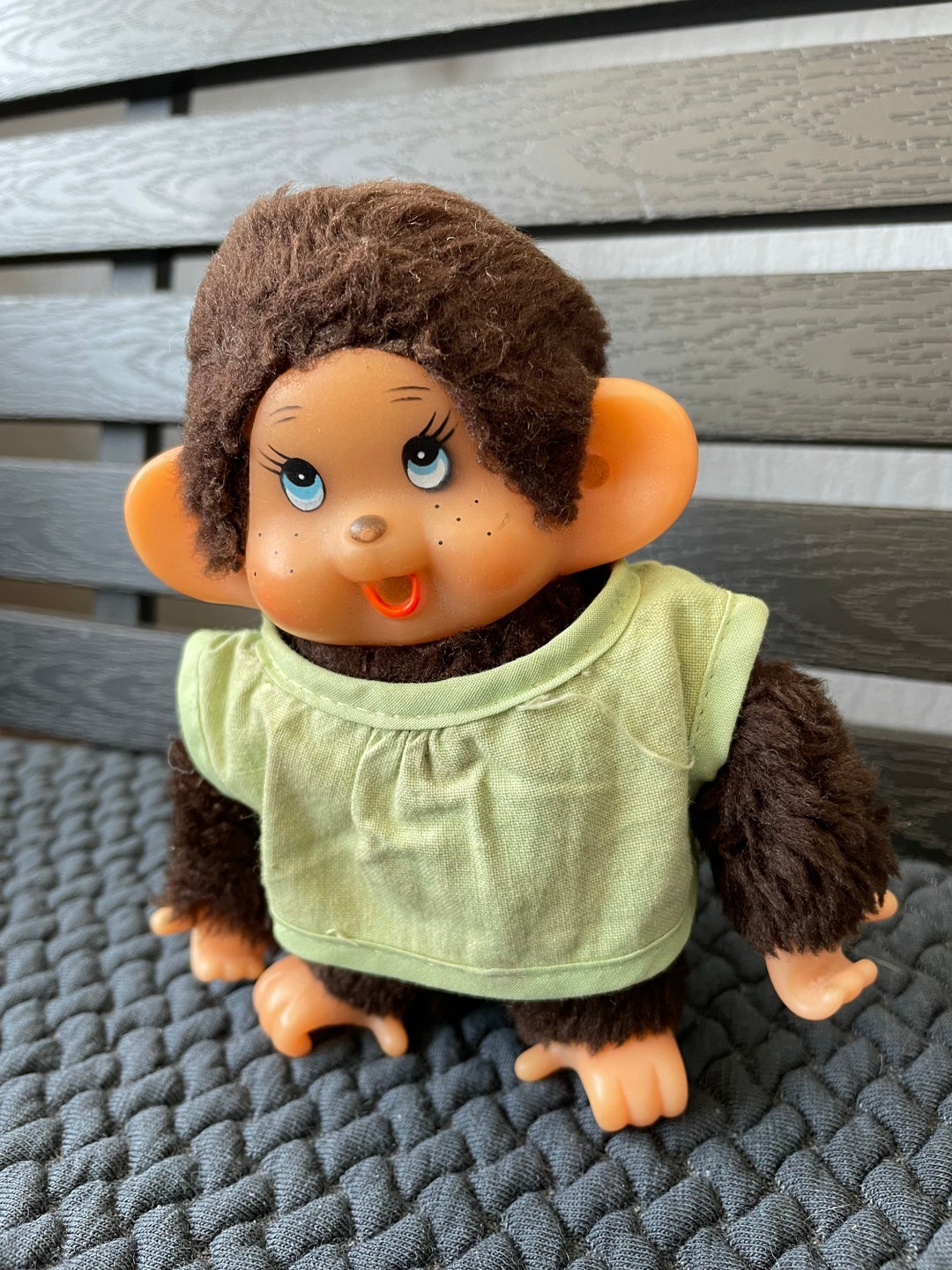 70s Monchhichi Sekiguchi Blue Eyes Funny Brown Monkey Plush 70s Monchhichi Sekiguchi Blue Eyes Funny Brown Monkey Plush