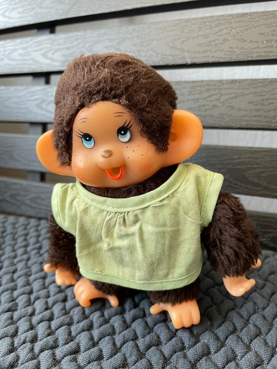 70年代 モンチッチ セキグチ 青い目 面白い茶色の猿のぬいぐるみ