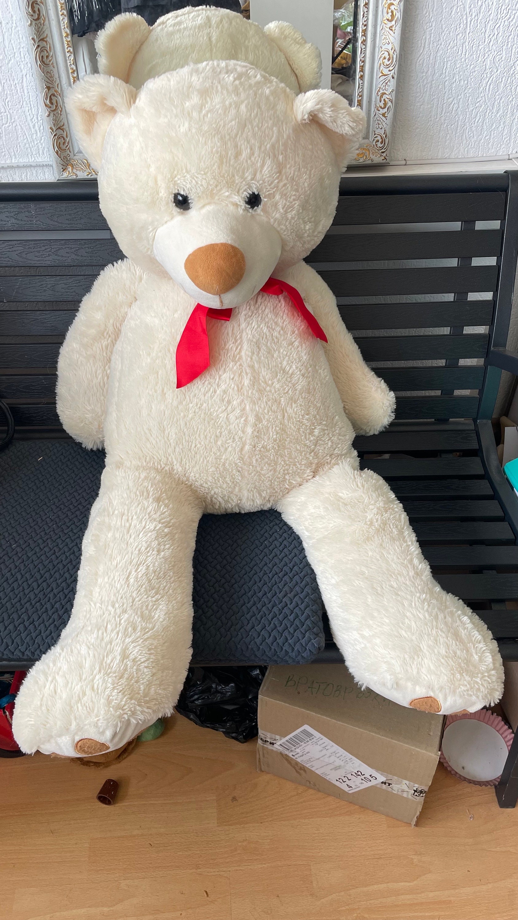 Cute White Giant Teddy Bear Red