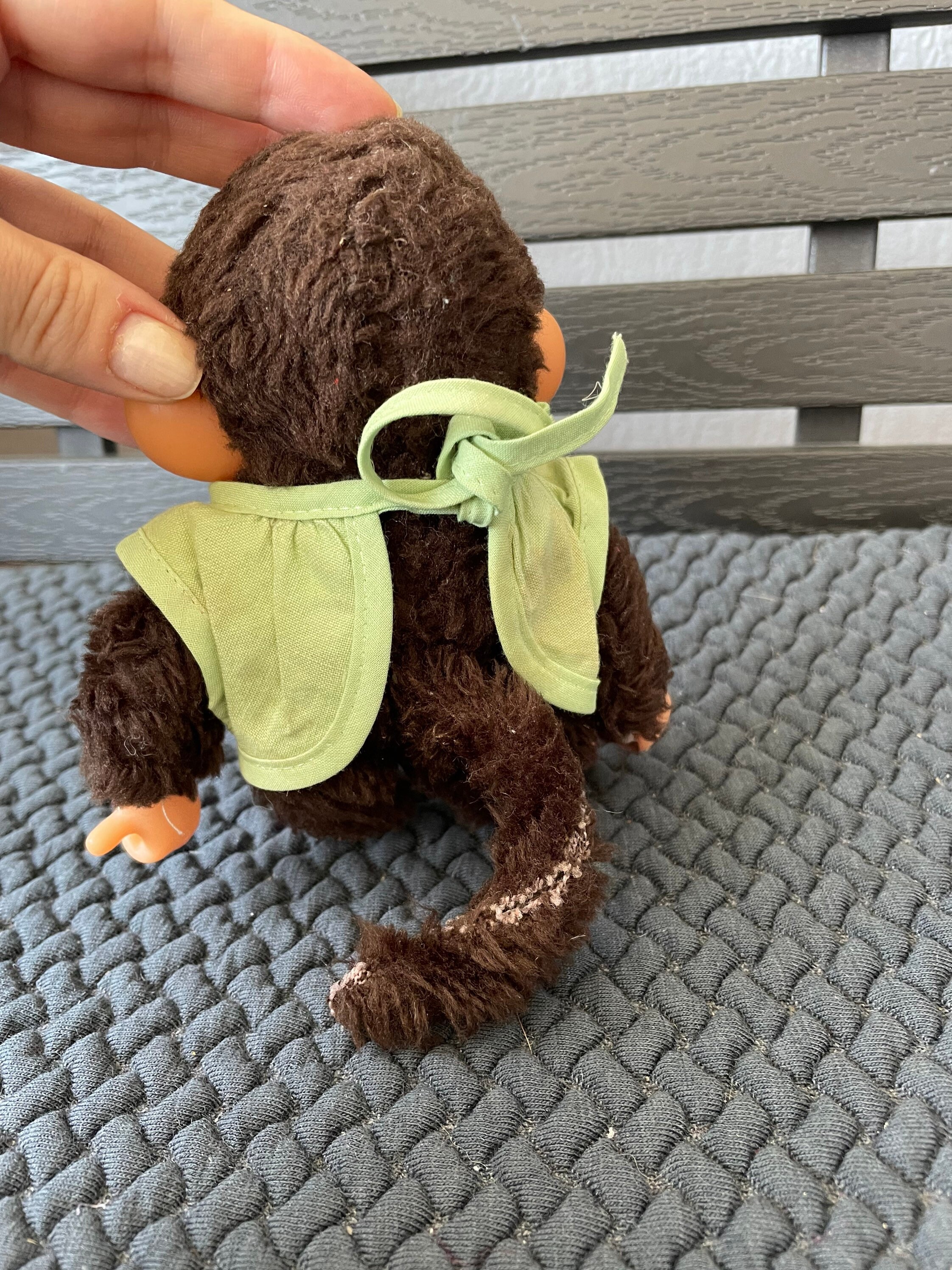 70s Monchhichi Sekiguchi Blue Eyes Funny Brown Monkey Plush