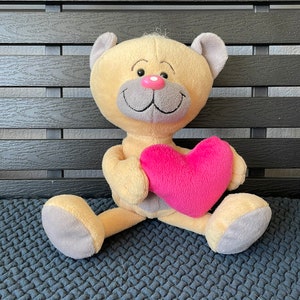 Thomas Goletz Brown Pimboli Plush Cartoon Heart In Hand Teddy Bear Size 13 In, Birthday gift , Kids gift , Gift for her image 1