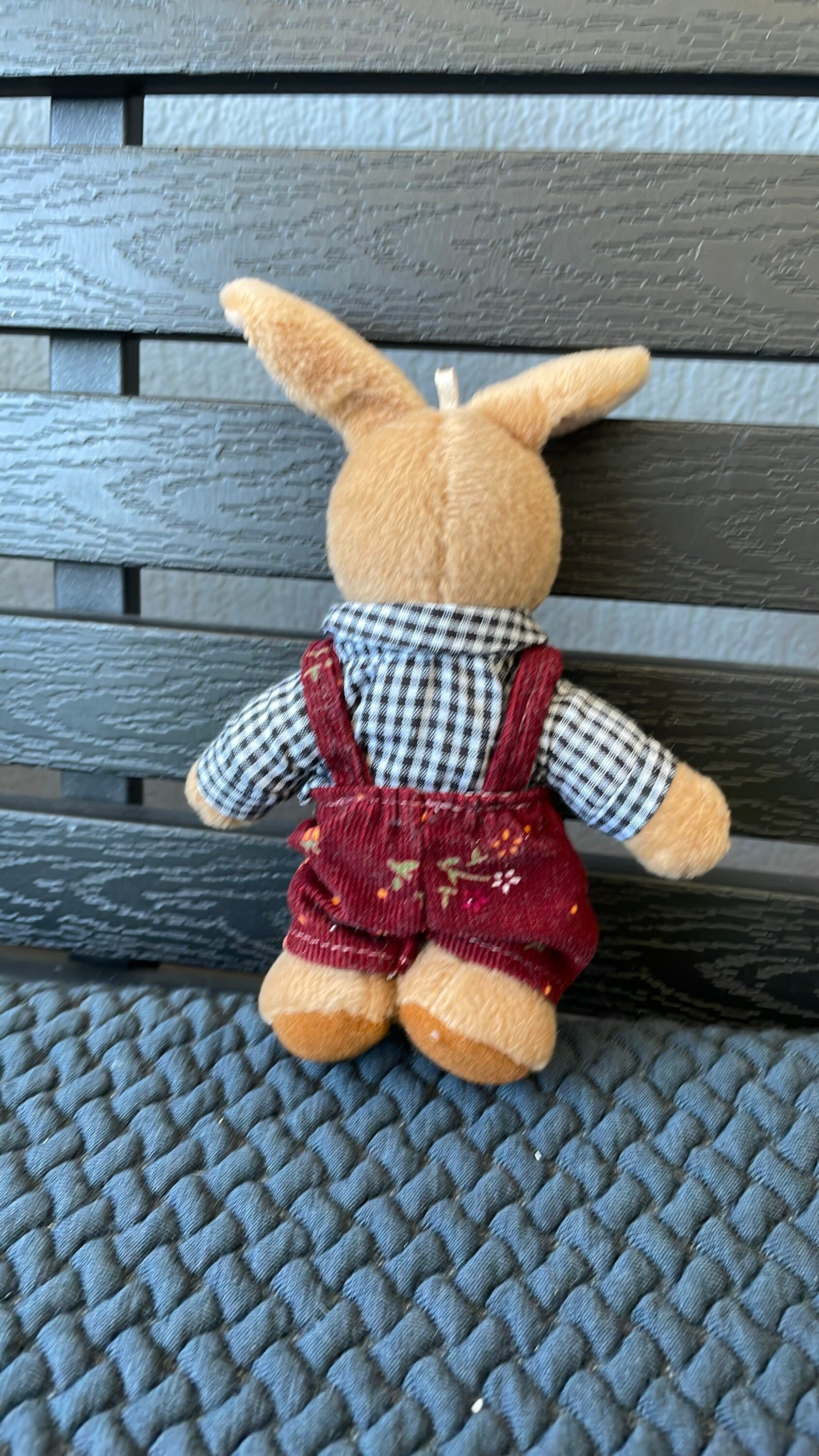 Vintage Brown Rabbit Stuffed Plush Toy Wearing Shirt and Overall Size 7 ...