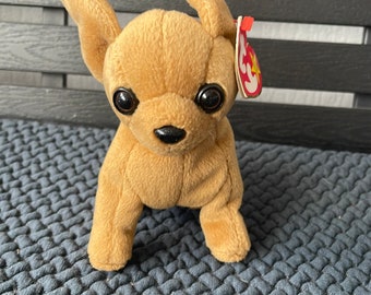 Rare Ty Beanie Baby Tiny Chihuahua Dog  TAG ERRORS , Holo tag Plush Stuffed  Toy, Collectable , Birthday gift