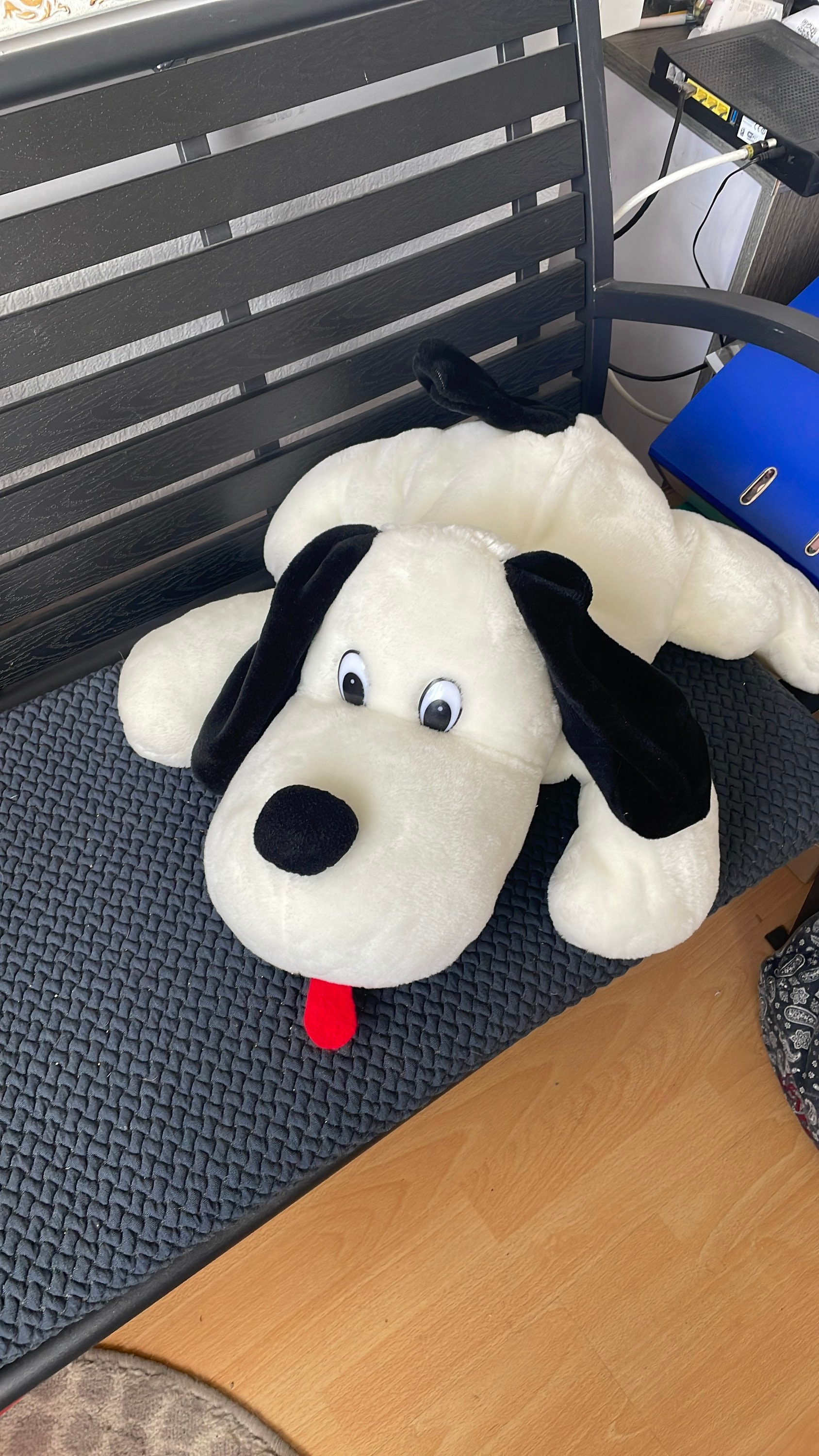 Black and white top dog stuffed animal