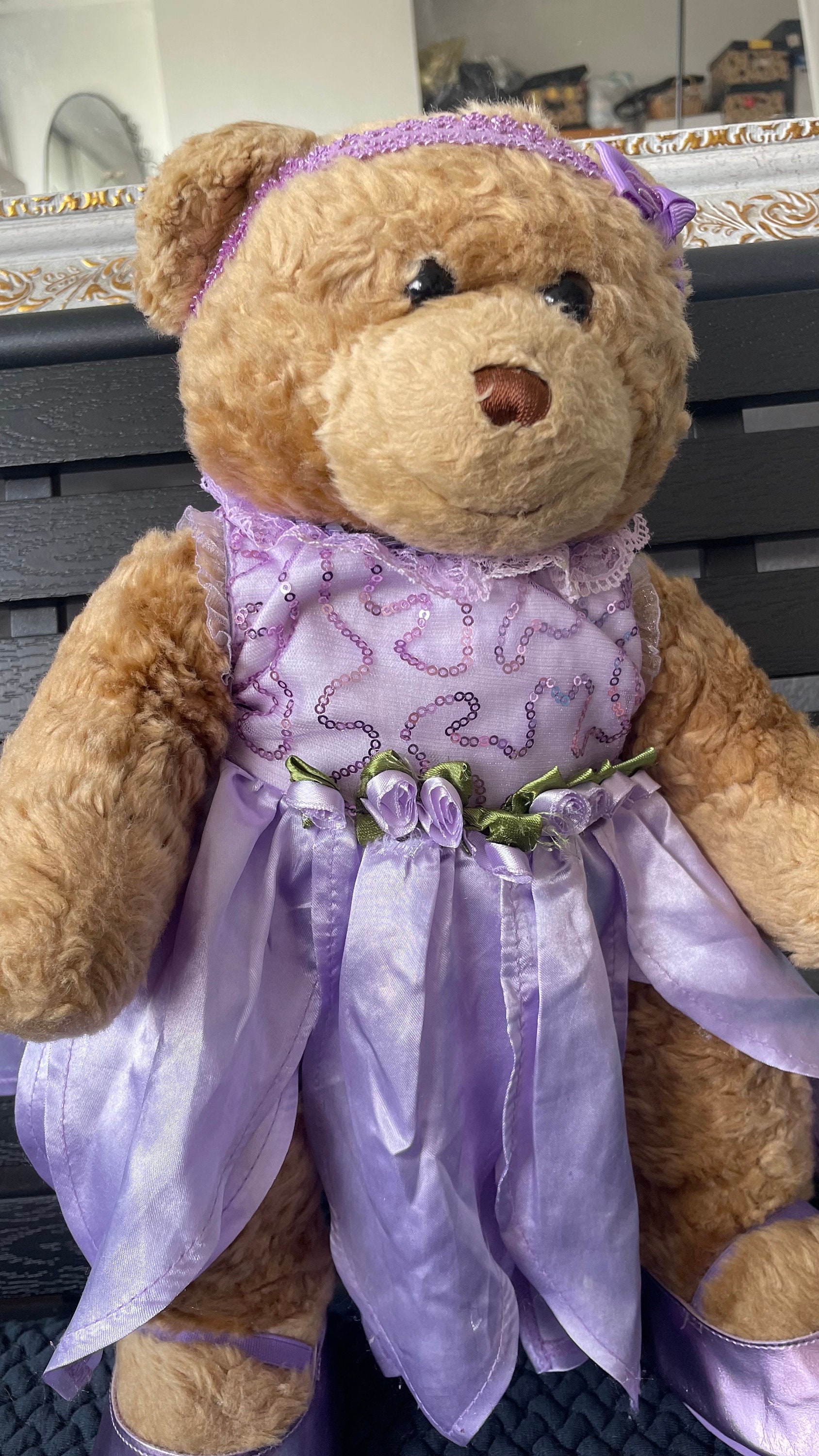 Vintage Build A Bear Workshop Brown Dressed Teddy Bear Purple Dress and  Heel Stuffed Animal Plush Toy Tall 45cm| 17 ,birthday Gift - Etsy