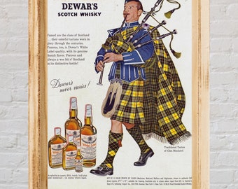 1961 Dewar’s whiskey add  print | Vintage 60s  Dewar’s advertising | Dewar’s scotch poster | Wall decor | Wall art | Birthday gift |