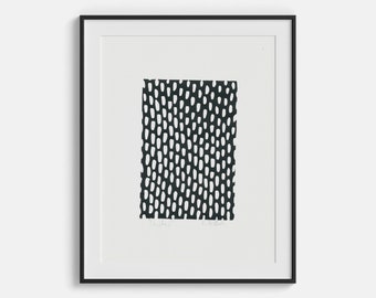 Dashes, Rhythm, Small Linocut, Linoleum Print, Abstract Linocut, Linocut Original, Black Block Print, Original Handmade Print, Relief Print