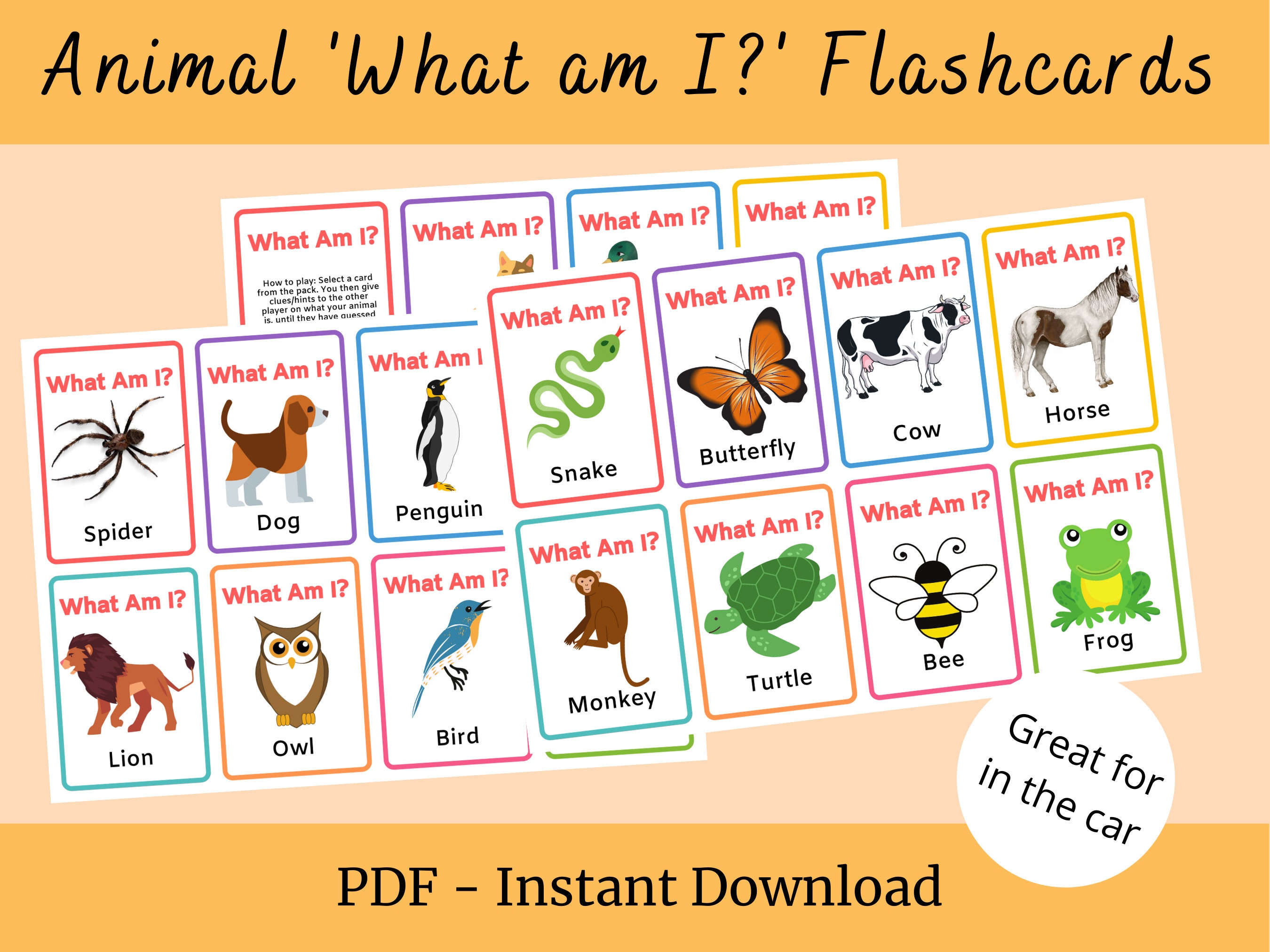 Animal 'what Am I' Flashcards - Etsy Animal 'what Am I' Flashcards - Etsy