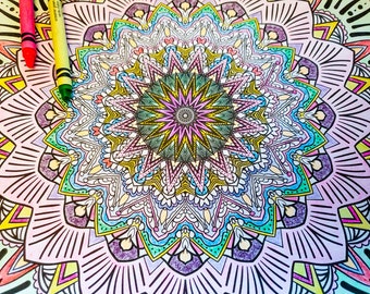 Fun Mandala Detailed Coloring Page - Digital Download Printable