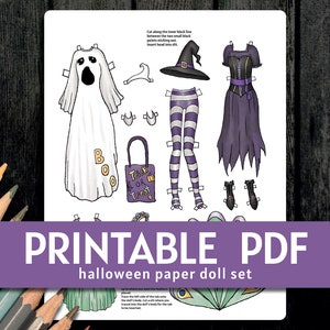 Halloween Paper Doll Printable Coloring Page - Halloween Collection ...