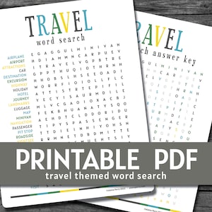 Travel Word Search - Printable