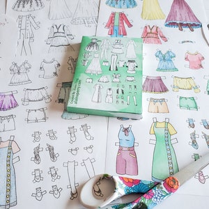 Printable Paper Doll Coloring Spring Set - Digital Download