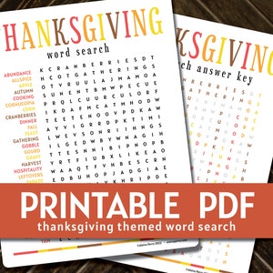 Thanksgiving Word Search - Printable