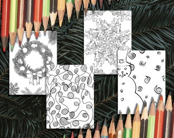 Páginas para colorear imprimibles de Navidad festiva e invierno