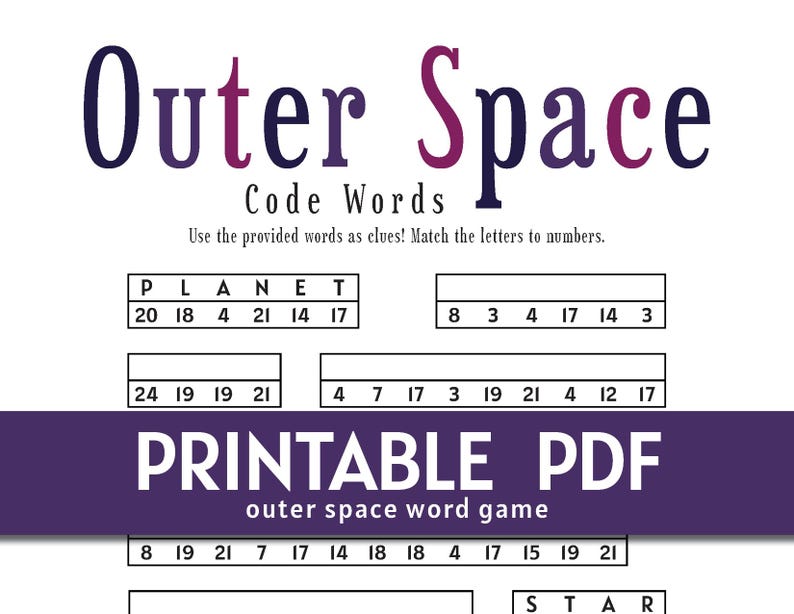 Outer Space Word Game - Printable - Etsy