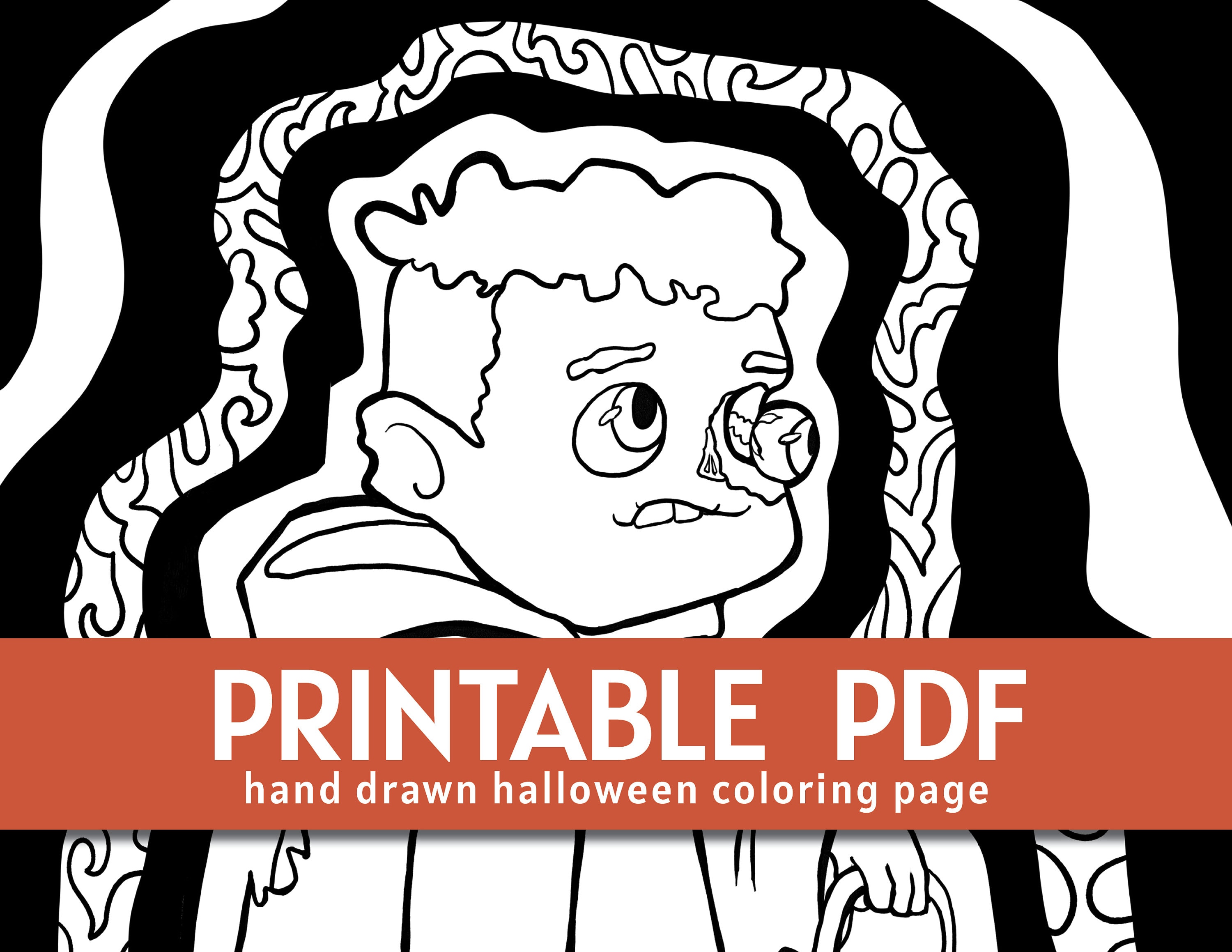 Halloween Zombie Coloring Page Printable - Etsy