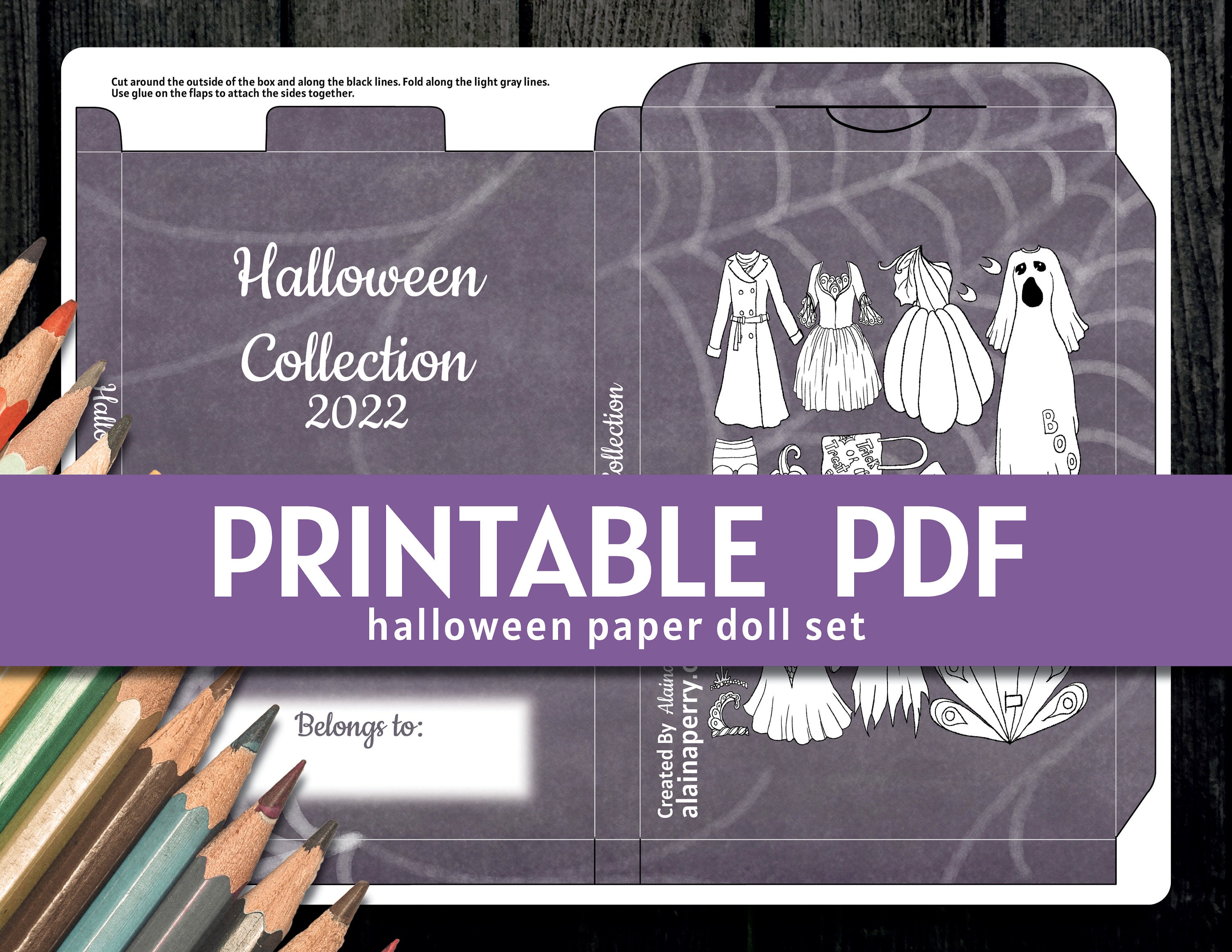 Halloween Paper Doll Printable Coloring Page - Halloween Collection ...