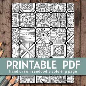 Zen Doodle Quadrate Malseite - Handgezeichnet