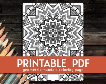 Doodle Mandala Coloring Page for Adults Printable - Etsy