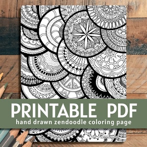 Medallion Zendoodle Coloring Page - Hand Drawn