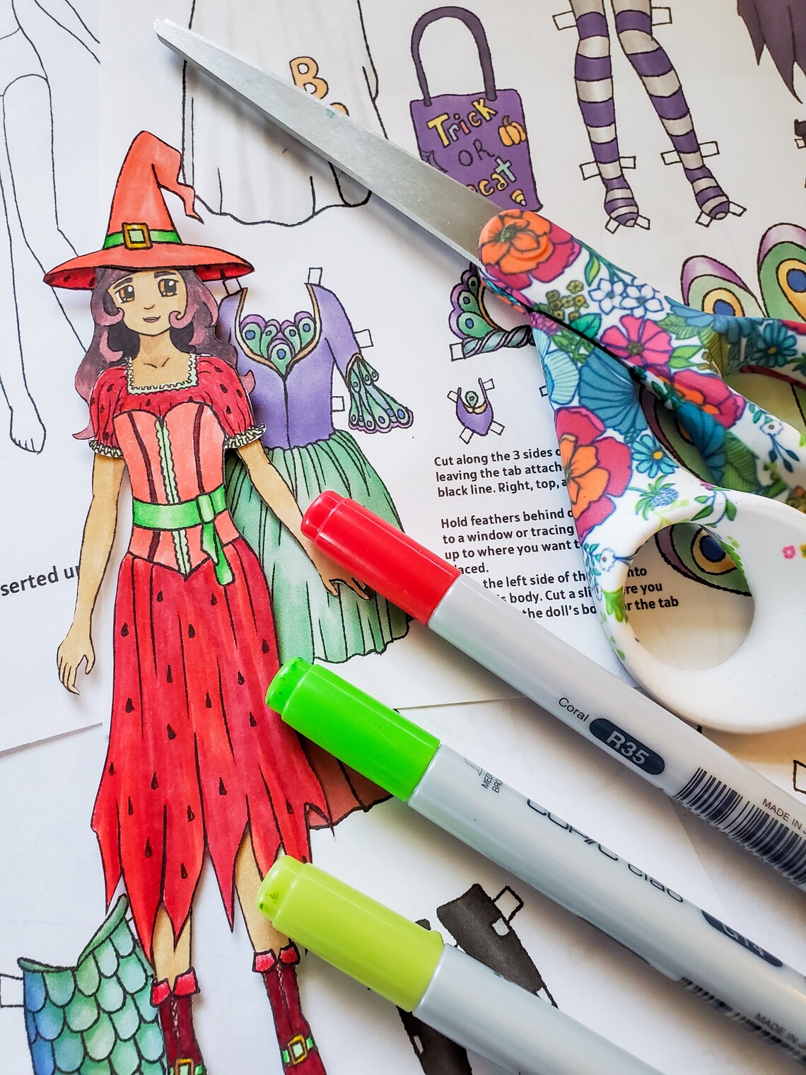 Halloween Paper Doll Printable Coloring Page - Halloween Collection ...