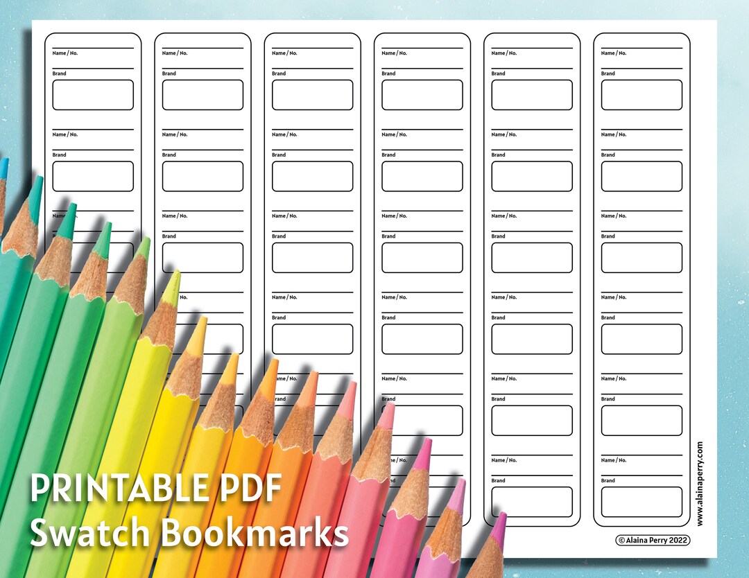 Coloring Swatch Bookmarks Digital Download - Etsy