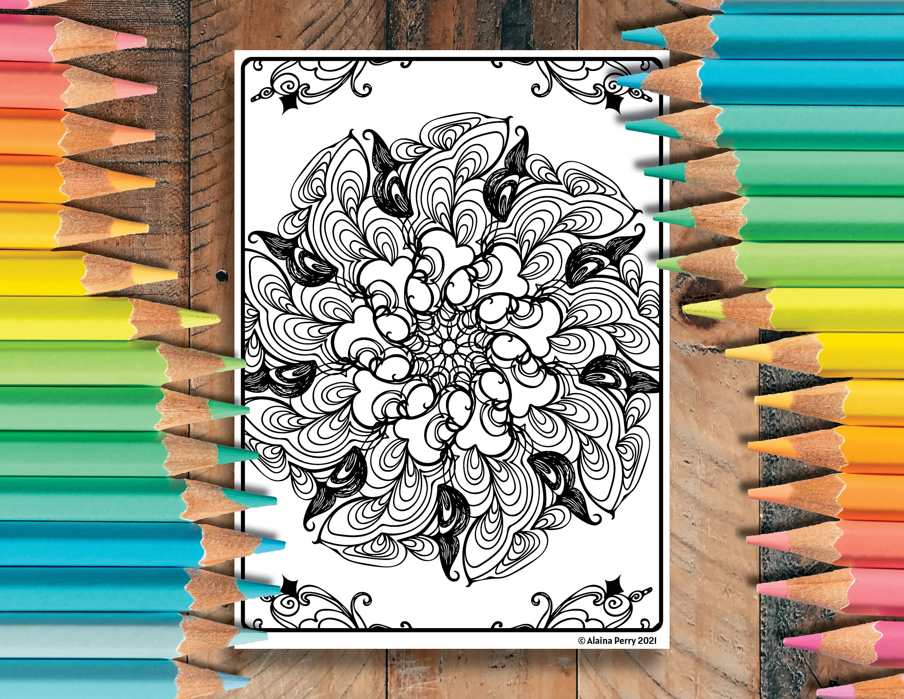 Doodle Mandala Coloring Page for Adults Printable - Etsy