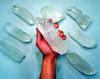 Cristallo di quarzo Jumbo, punto di quarzo grezzo, cristalli di provenienza etica, imballaggio ecologico, quarzo trasparente, torre di quarzo trasparente
