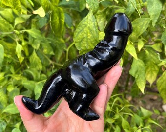 Natural Obsidian Penis Dinosaur Carved,Creative crystal model,Quartz Crystal Sculpture,Wand Point,Home Decoration,Crystal Heal,Crystal Gifts
