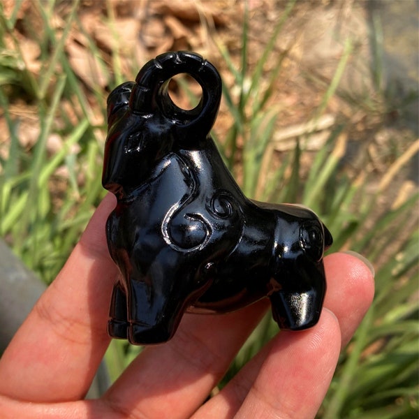 1PC 2.5" Natural Hand Obsidian Goat Carved,Quartz sheep Carved,Crystal Carving,Mineral Specimen,Home Decoration,Reiki Healing,Crystal Gifts