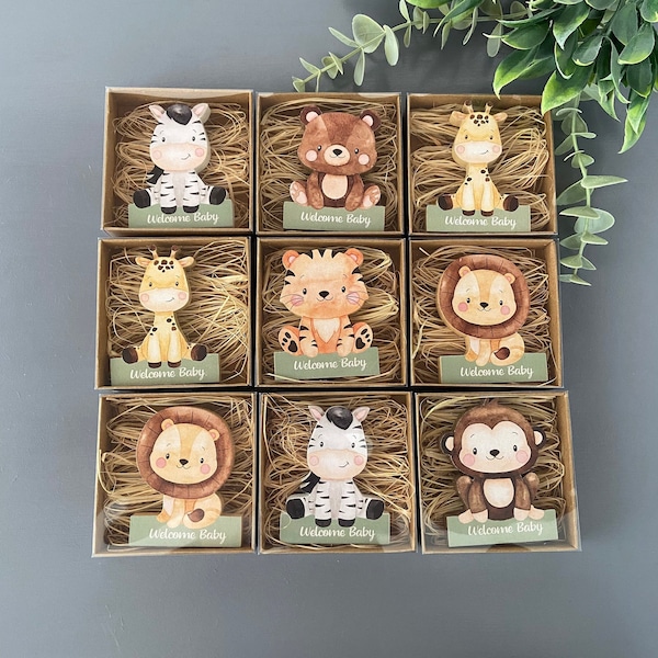 Safari Animal Magnet - Baby Shower Favors, Boy Safari Decorations, Wild One Animals Birthday Gift Girl, Bear- Lion Jungle Party Favors