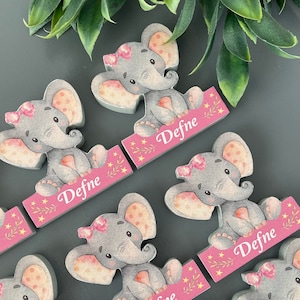 Elephant baby Shower favor, baby Girl Elephant, Personalized Elephant magnet