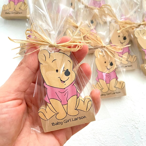 Winnie the Pooh Baby Shower Favors , Wood Magnet, Baby Shower Host Gift,Pink Baby Shower Party Favor, Pooh Bear, 1st birthday party Favors