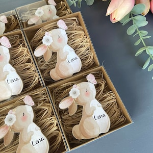 Bomboniere personalizzate a forma di coniglietto con calamita per baby shower, regali di compleanno, bomboniere di compleanno, bomboniere di compleanno a tema coniglio, benvenuto per un neonato