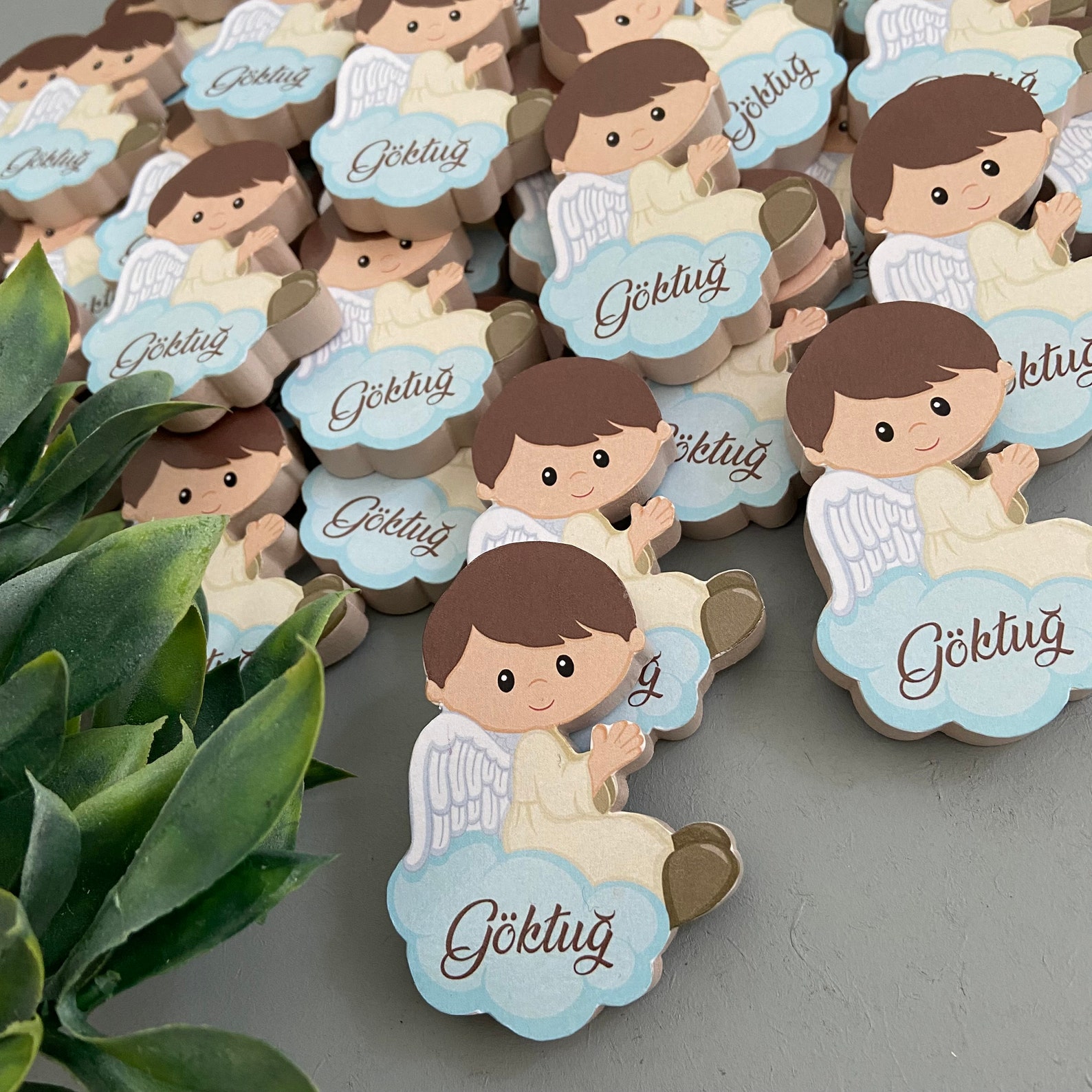 Personalized Boy Angel Magnet , Baptism Thank You Gift, First Holy ...