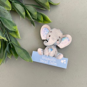 Personalised Elephant Keepsake Wooden Magnet,Baby Shower Party Favors,Elephant 1st Birthday,Thank You Favors,Baby Shower Host Gift
