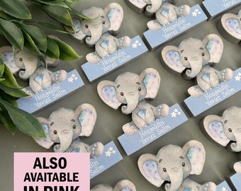 Elephant Baby Shower Favors - Boy Elephant Magnet Favors, Personalized Baby Elephant Decorations Boy, Elephant Magnet Baby Boy Shower