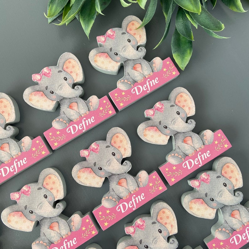 Elephant Baby Shower Favor Baby Girl Elephant Personalized Etsy