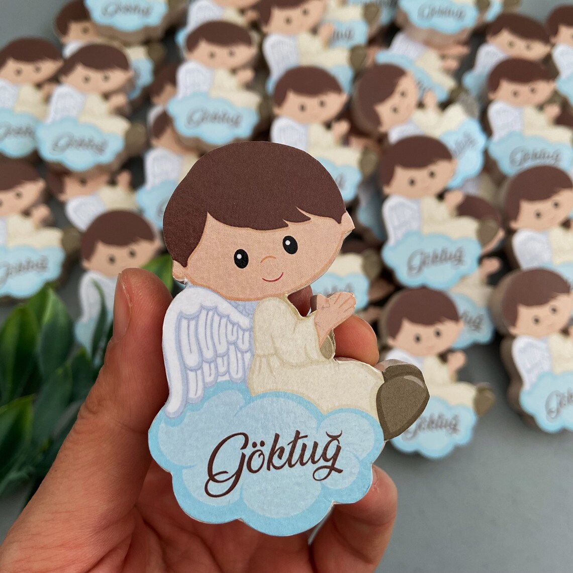 Personalized Boy Angel Magnet , Baptism Thank You Gift, First Holy ...