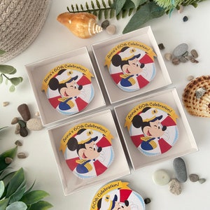 Disney Cruise Anniversary Party Favors,Wooden Birthday Magnet,Personalized 30th, 40th, 50th, 80th, 90th, 100th Birthday Favor,Adult Birthday