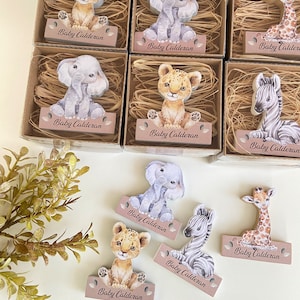 Safari Animal Baby Shower Magnets, Cute Baby Elephant-Giraffe-Zebra-Lion Favors, Invitation To The Wilderness, Jungle 1st Birthday Favors