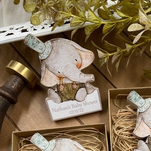 Baby Shower Favors, Wooden Magnets, Baby Elephant Magnets,