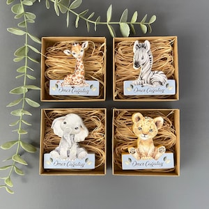 Safari Animal Magnets - Baby Shower Favors, Boy Safari Decorations, Wild One Animals Birthday Gift Boy, Giraffe Lion Elephant Party Favors