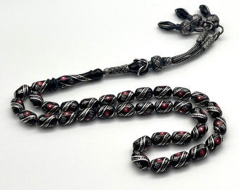 1000 sterlıng SILVER EMBROIDERED OLTUSTONE Rosary