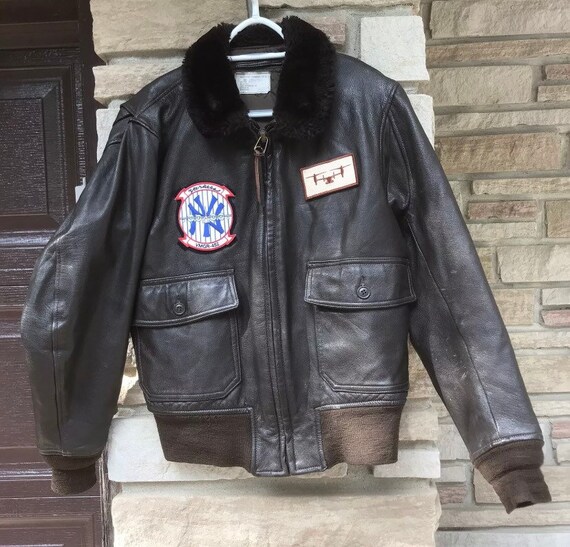 USN G1 Flyers Leather Jacket Size 40 With Patches… - image 7