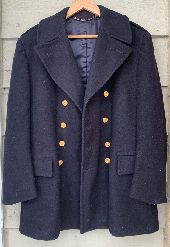 1966 Pea Coat Sailor Coat Made in Canada Thick Wo… - image 2